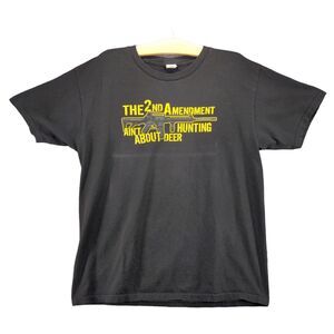 Hot Leathers Biker 2nd Amendment 2A Aint About Hunting Deer T Shirt Size L Black